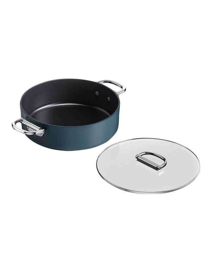 Space Non-stick Shallow Casserole and lid 28cm in Midnight Blue