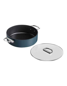 Space Non-stick Shallow Casserole and lid 28cm in Midnight Blue