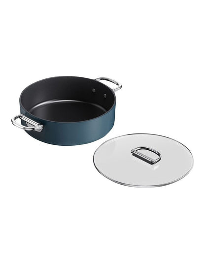 Space Non-stick Shallow Casserole and lid 28cm in Midnight Blue