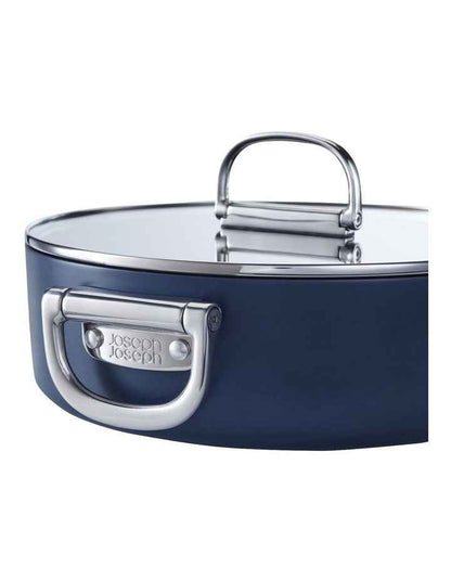 Space Non-stick Shallow Casserole and lid 28cm in Midnight Blue