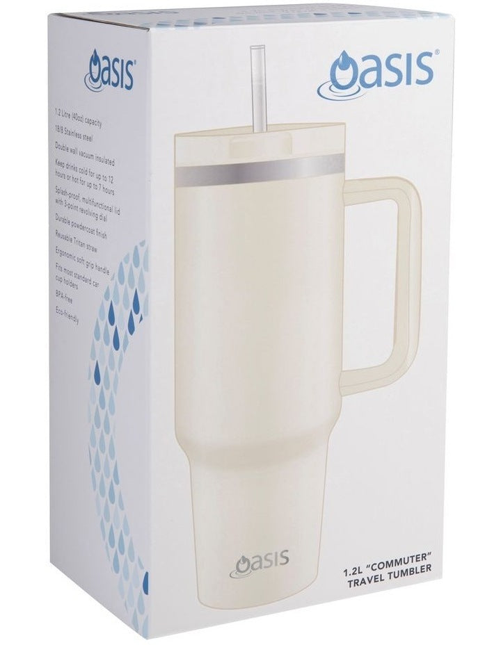 Stainless Steel Double Wall Insulated 'Commuter' Travel Tumbler 1.2L in Alabaster