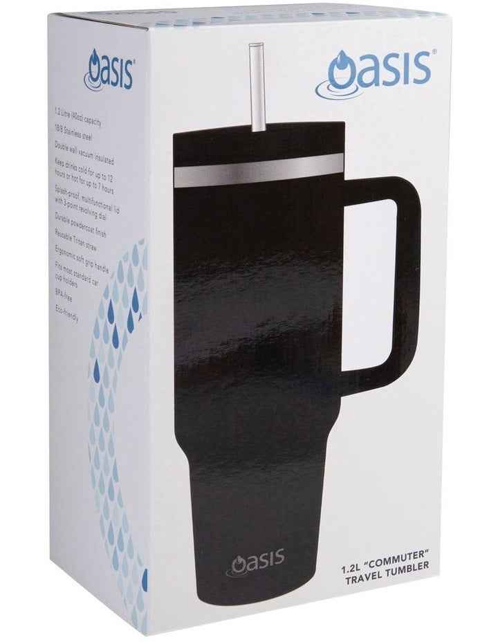 Stainless Steel Double Wall Insulated 'Commuter' Travel Tumbler 1.2L in Black