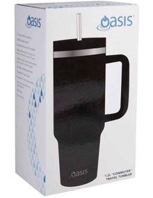 Stainless Steel Double Wall Insulated 'Commuter' Travel Tumbler 1.2L in Black