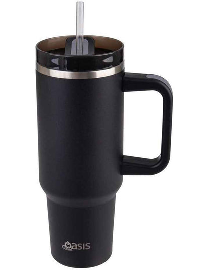 Stainless Steel Double Wall Insulated 'Commuter' Travel Tumbler 1.2L in Black