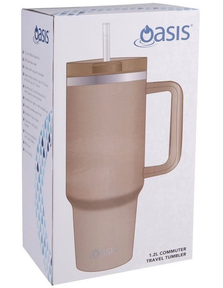 Stainless Steel Double Wall Insulated 'Commuter' Travel Tumbler 1.2L in Latte
