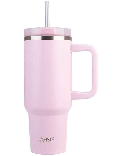 Stainless Steel Double Wall Insulated 'Commuter' Travel Tumbler 1.2L in Pink Lemonade
