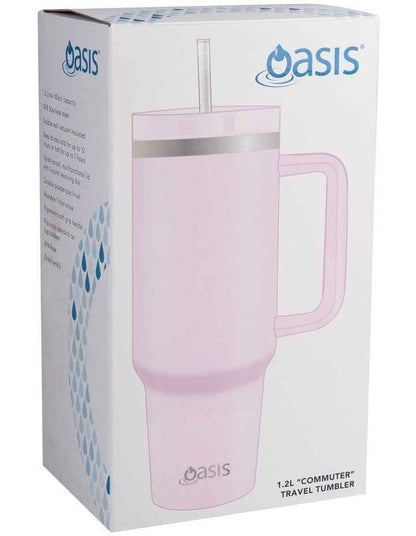 Stainless Steel Double Wall Insulated 'Commuter' Travel Tumbler 1.2L in Pink Lemonade