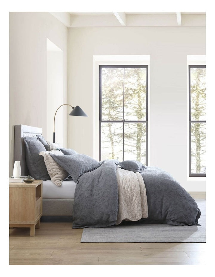 Marbella Quilt Cover Set in Charcoal