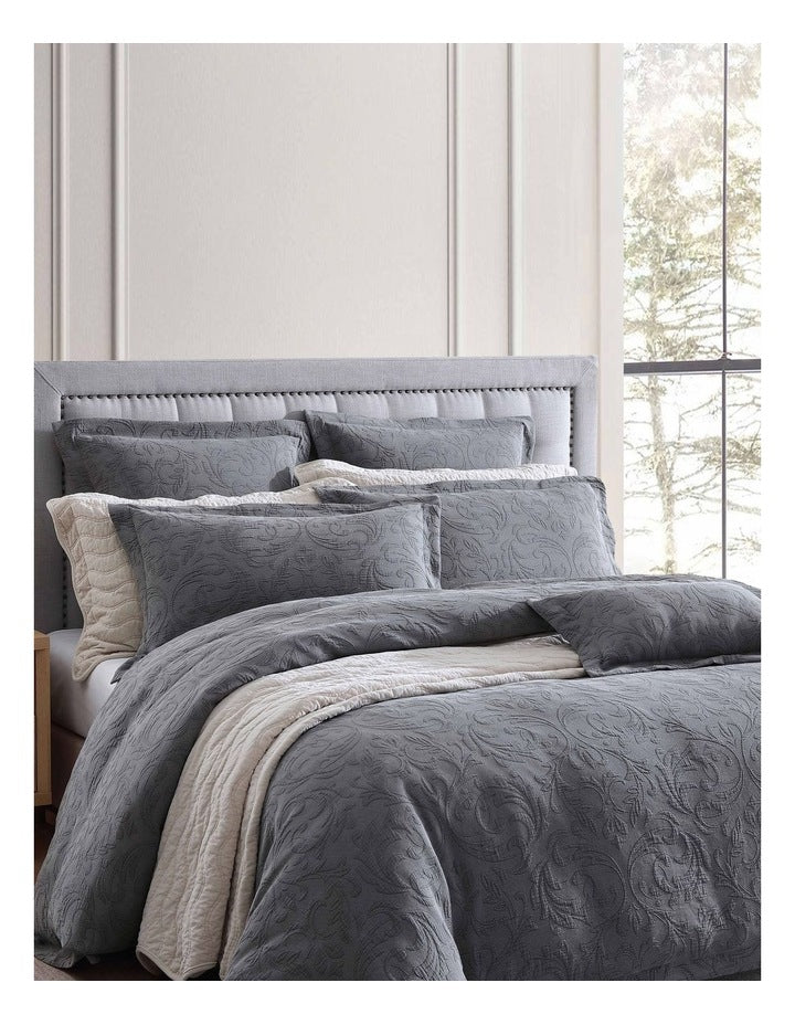 Marbella Quilt Cover Set in Charcoal