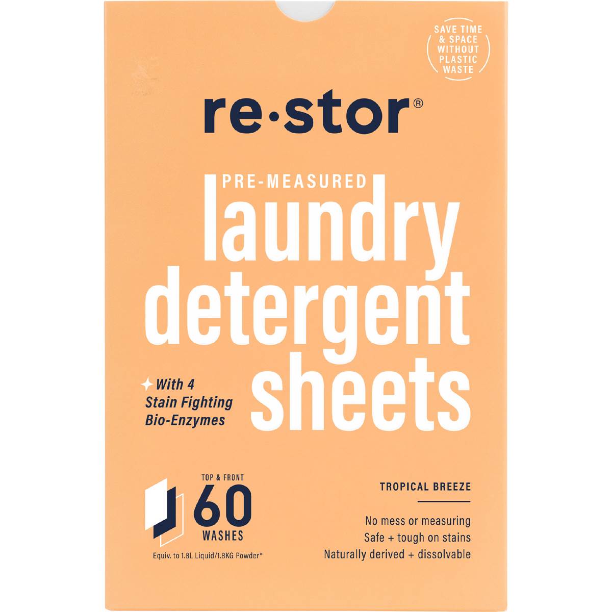 Restor Concentrated Laundry Detergent Sheets Tropical 60 Pack