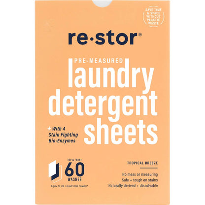 Restor Concentrated Laundry Detergent Sheets Tropical 60 Pack