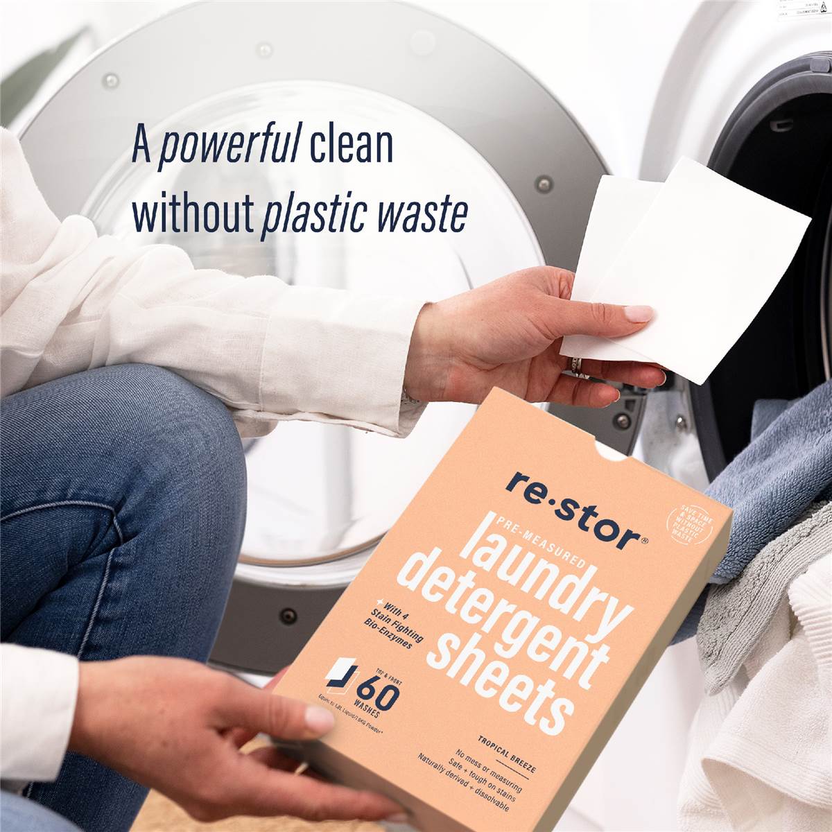 Restor Concentrated Laundry Detergent Sheets Tropical 60 Pack