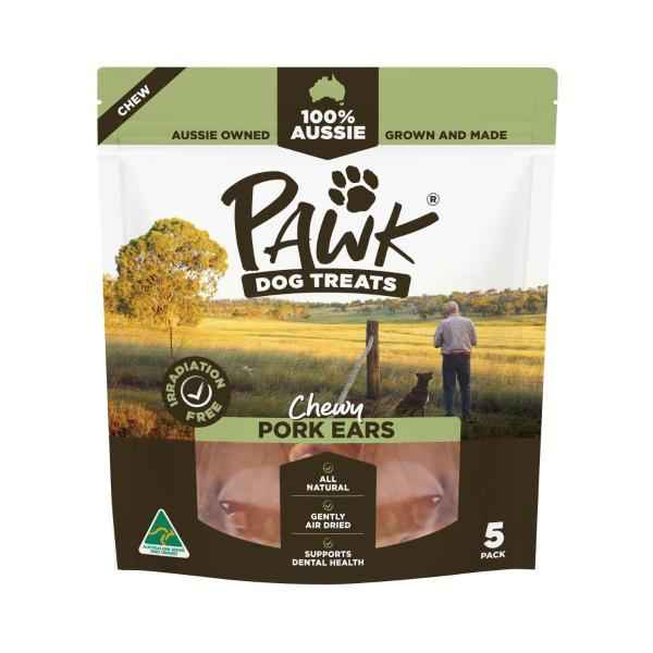 PAWK CHEWY PORK EARS DOG TREATS 5 PACK