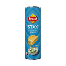 SMITH'S STAX POTATO CHIPS SOUR CREAM ONION 115G