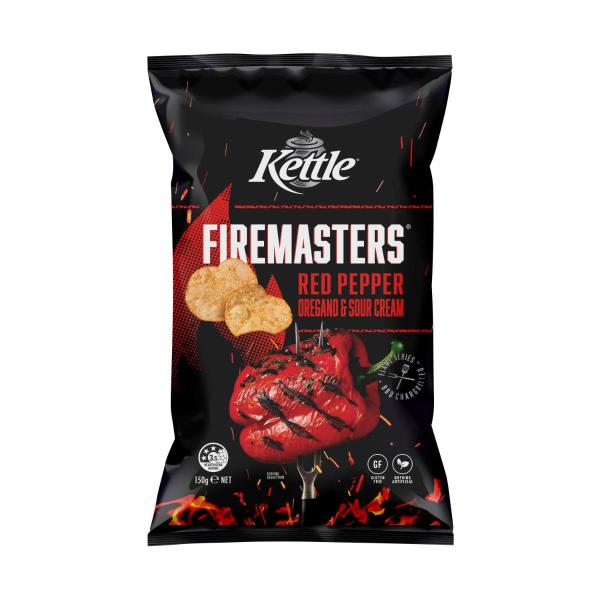 KETTLE FIREMASTERS POTATO CHIPS RED PEPPER & SOUR CREAM 150G