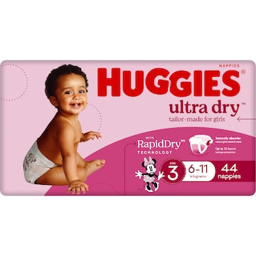Huggies Ultra Dry Nappies Girls Size 3 (6-11kg) 44 pack
