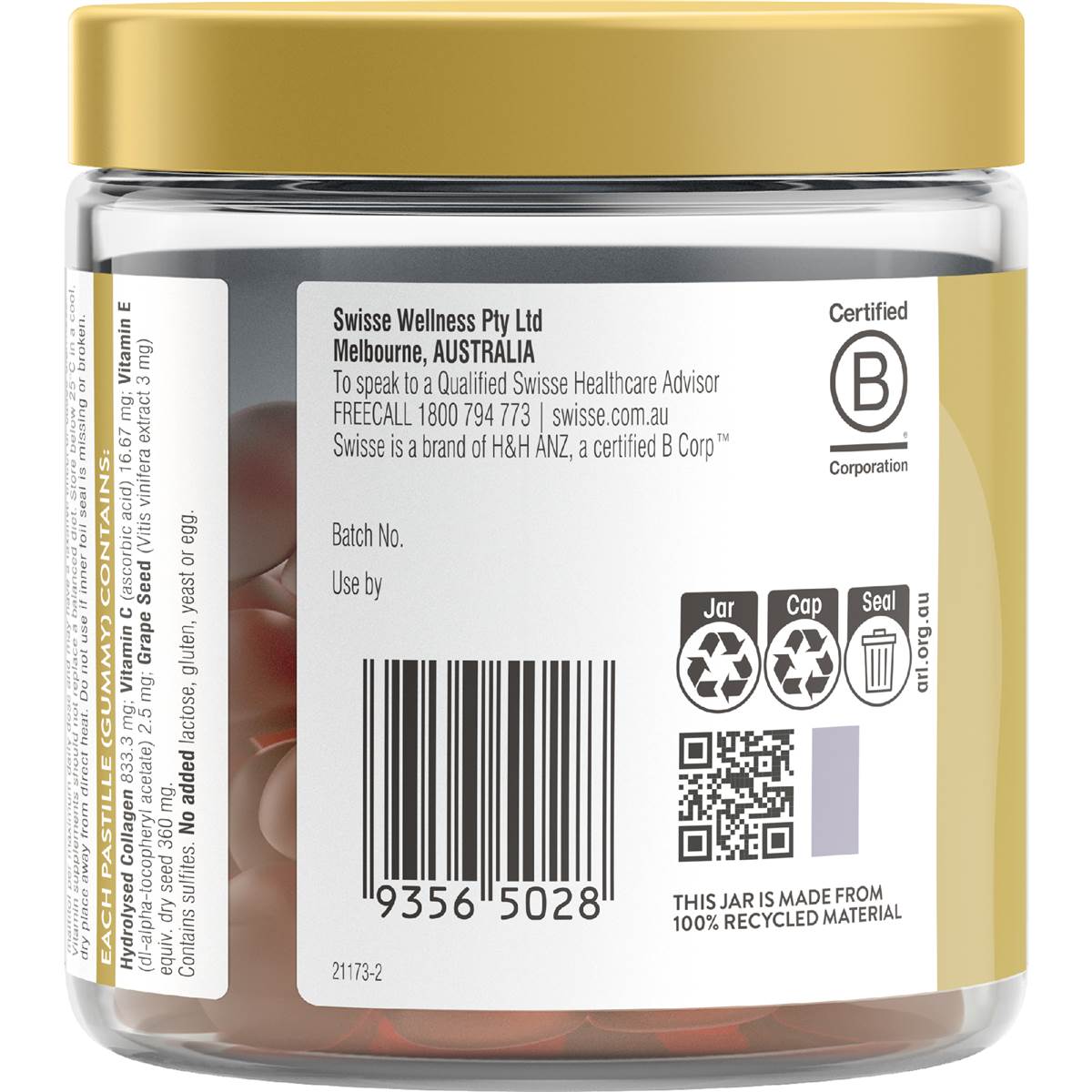 Swisse Beauty Collagen Glow Gummies Strawberry & Vanilla Flavour 45 pack