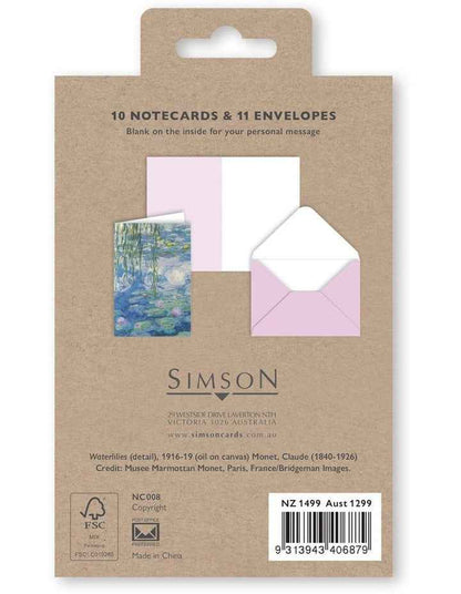 Note Cards Box of 10 in Water Lillies Claude Monet