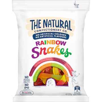 The Natural Confectionery Co. Rainbow Snakes Lollies 220g