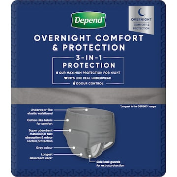 Depend Men Night Defence Incontinence Underwear Large 8 pack