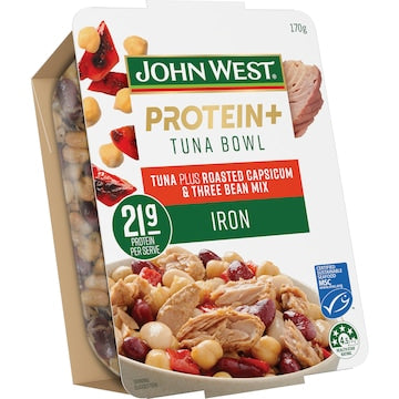 John West Protein Tuna Bowl Roasted Capsicum Kidney Bean Chickpeas 170g