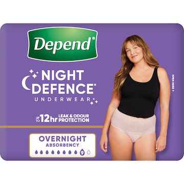 Depend Night Defence Incontinence Underwear For Women Large 8 pack