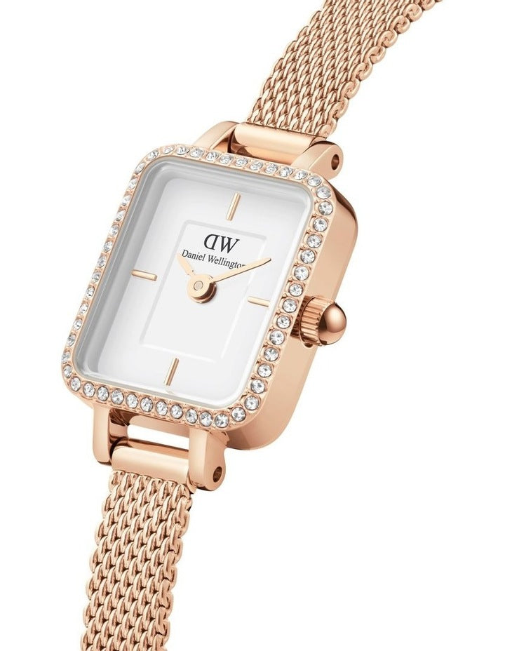 Quadro Mini Stainless Steel Watch in Rose Gold