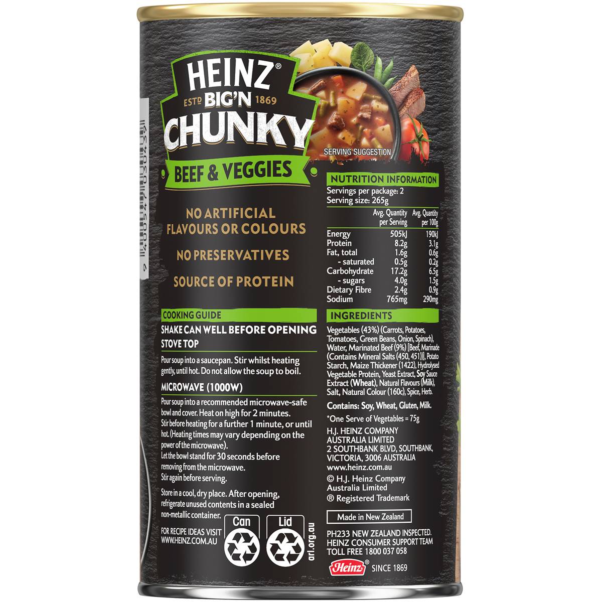 Heinz Big n Chunky Beef & Vegetable Soup Veggie Ready Meals 535g