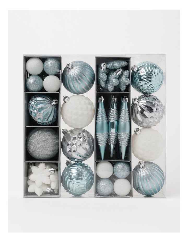 Luxe Christmas 50pk Shatterproof Ornaments 6cm in Mint/Blue