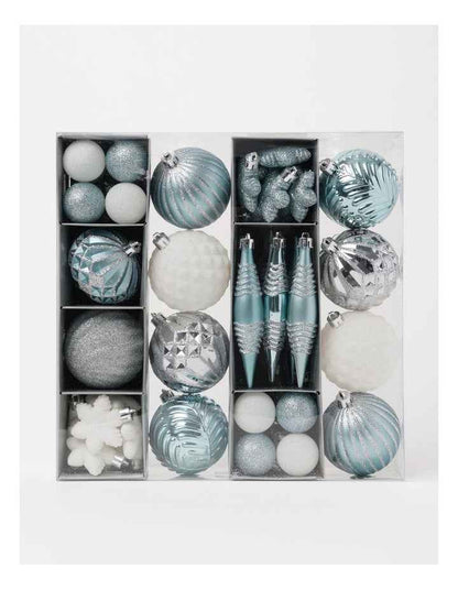 Luxe Christmas 50pk Shatterproof Ornaments 6cm in Mint/Blue