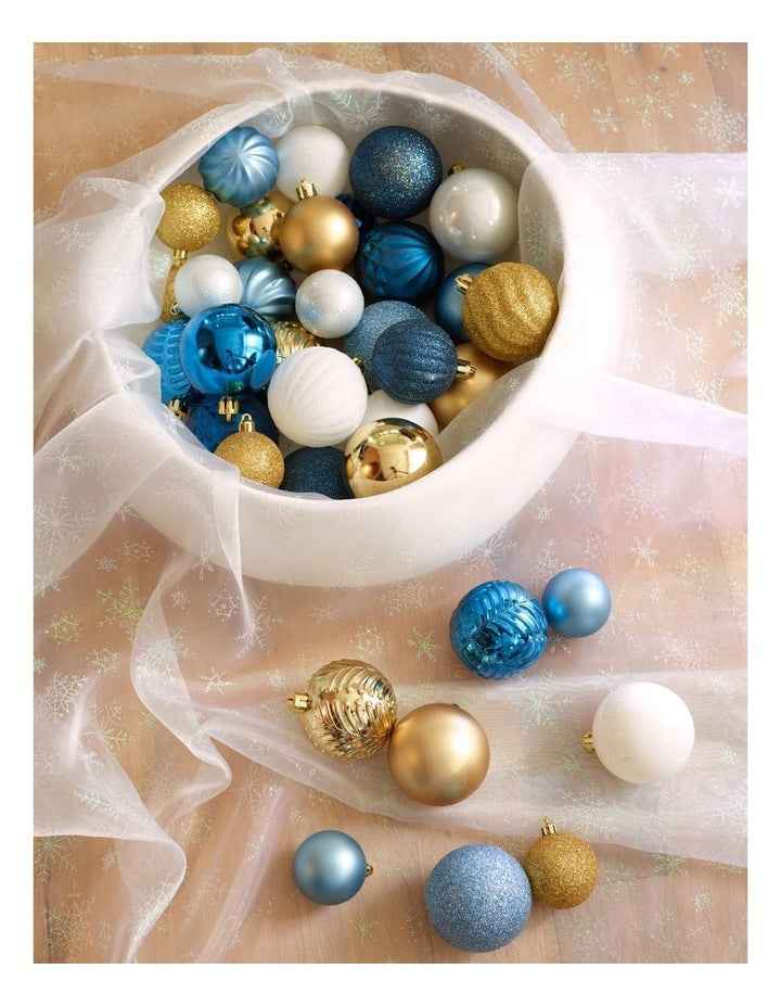 Luxe Christmas 50pk Shatterproof Ornaments 6cm in Mint/Blue