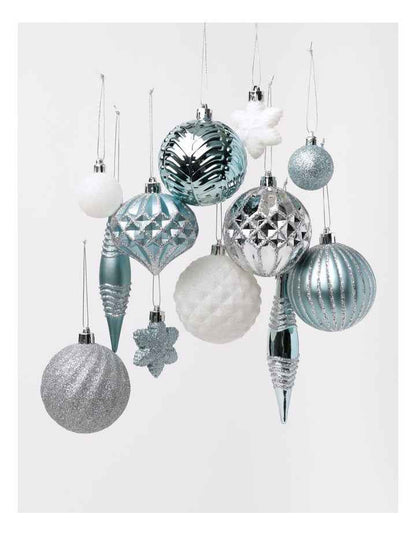 Luxe Christmas 50pk Shatterproof Ornaments 6cm in Mint/Blue