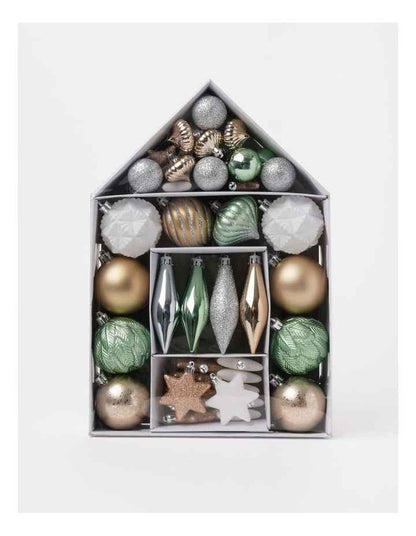 Eucalyptus Christmas 50pk Shatterproof Ornaments in Assorted Colours & Sizes