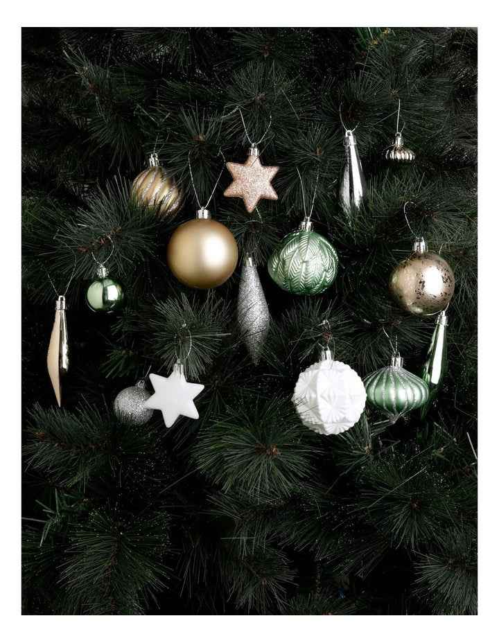 Eucalyptus Christmas 50pk Shatterproof Ornaments in Assorted Colours & Sizes