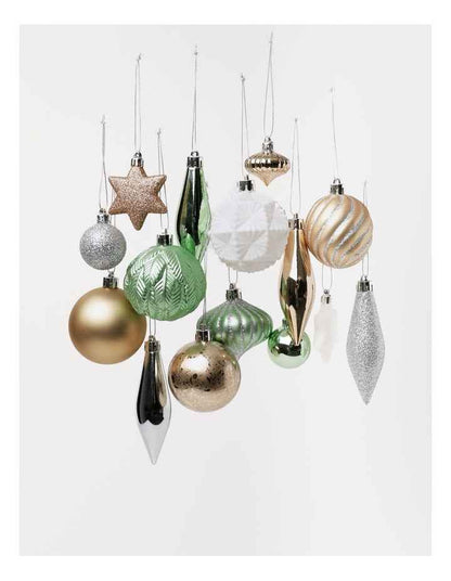 Eucalyptus Christmas 50pk Shatterproof Ornaments in Assorted Colours & Sizes