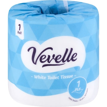 Vevelle White 1 Ply Toilet Tissue each