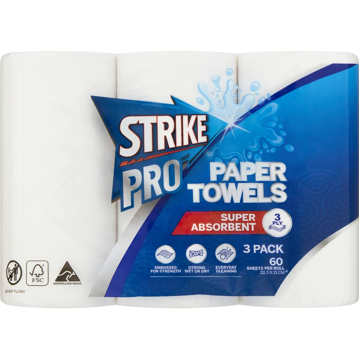 Strike Paper Towels Super Absorbent 3 Ply 3 Pack
