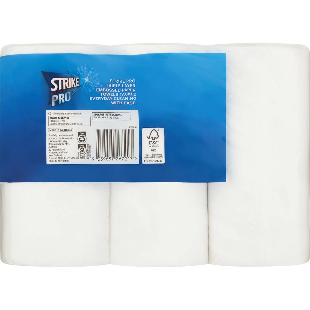Strike Paper Towels Super Absorbent 3 Ply 3 Pack