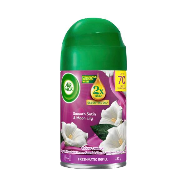 AIR WICK 2X ESSENTIAL OIL FRESHMATIC REFILL SMOOTH SATIN & MOON LILY 157GRAM