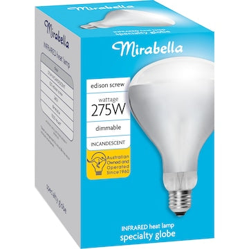 Mirabella Edison Screw 275w Dimmable Infrared Heat Lamp Each