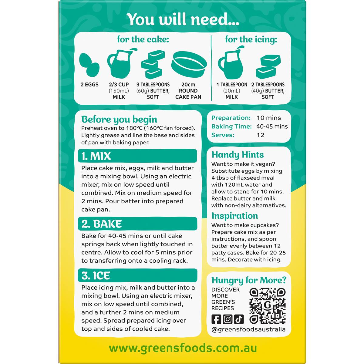 Green's Traditional Cake Mix Lemon 470g