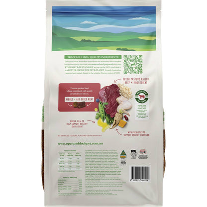 Open Paddock Beef Kibble & Air Dried Meat Dog Food 6kg