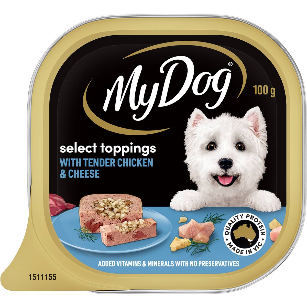 My Dog Adult Wet Dog Food Toppings with Chicken & Cheese Tray 100g