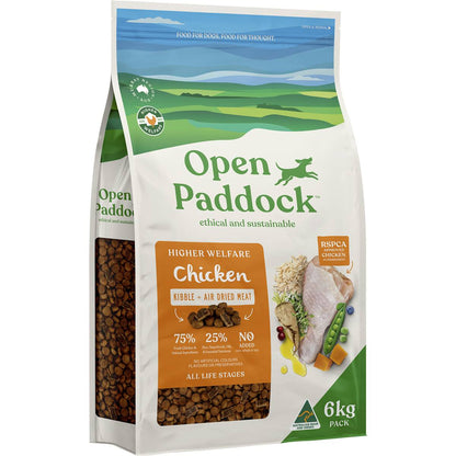 Open Paddock Chicken Kibble & Air Dried Meat Dog Food 6kg