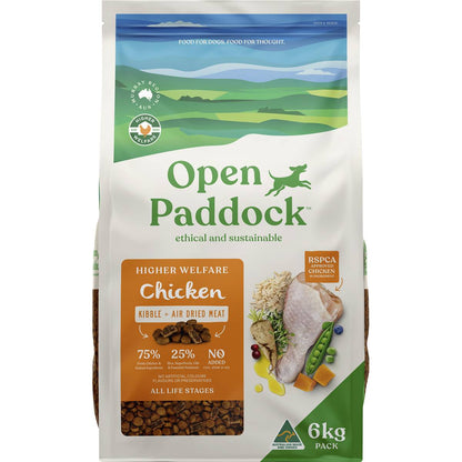 Open Paddock Chicken Kibble & Air Dried Meat Dog Food 6kg