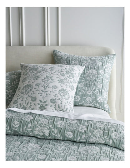 Solene Floral Matelasse Quilt Cover Set in Sage