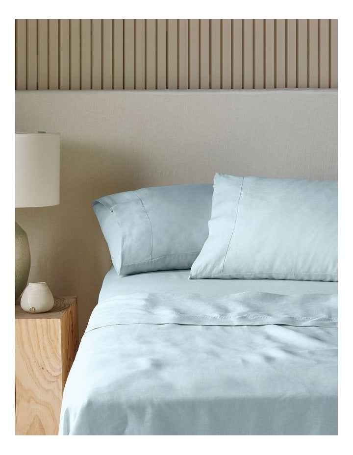 Sandy Cape Washed Belgian Linen Sheet Set in Sky Blue