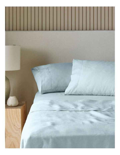 Sandy Cape Washed Belgian Linen Sheet Set in Sky Blue