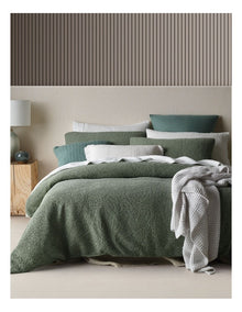 Beechworth Stonewashed Cotton Waffle Quilt Cover Set in Shrub