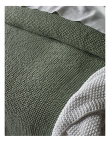 Beechworth Stonewashed Cotton Waffle Quilt Cover Set in Shrub